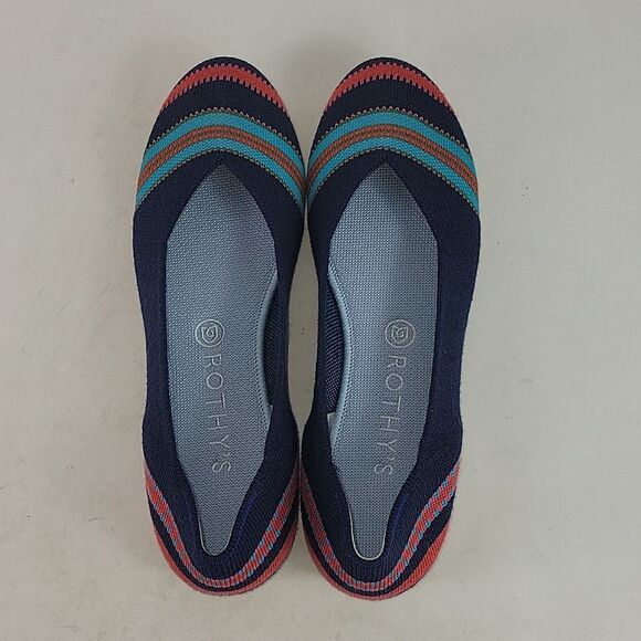 Rothys Merino Navy Ribbon Stripe Flats Women's shoes - Picture 12 of 16